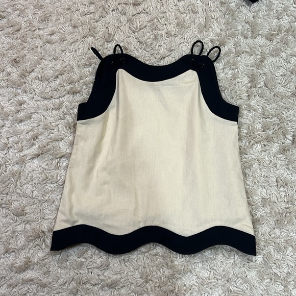 AUREUM Linen Scallop Hem Matching Short Set  High-rise Natural & Black Small NWT - Picture 10 of 14